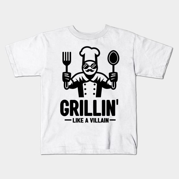 Grillin', Like a Villain - Memorial Day Kids T-Shirt by cyryley